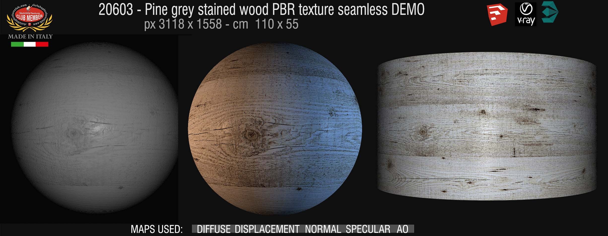 20603 Pine grey stained wood PBR texture seamless DEMO