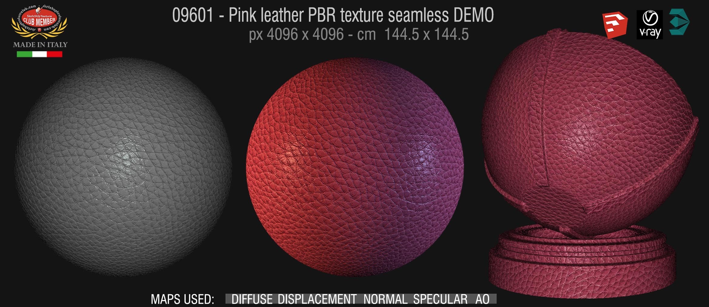 09601 Pink leather PBR texture seamless DEMO