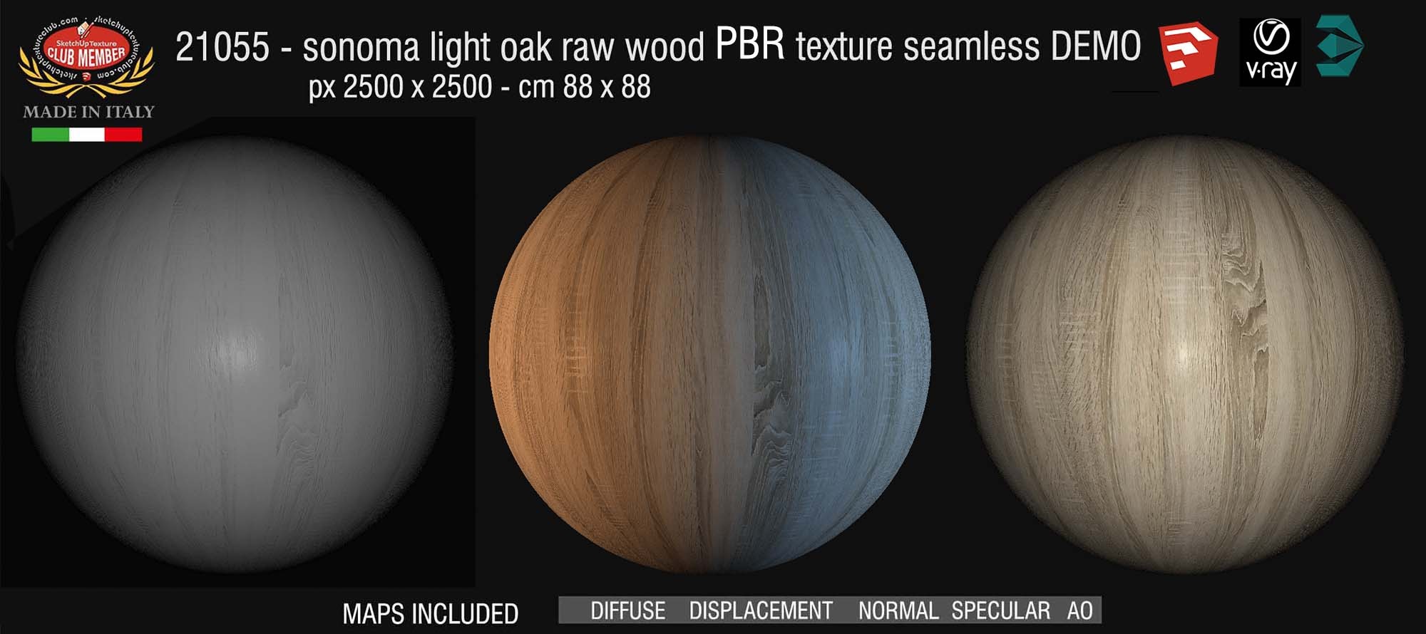 21055 Sonoma light oak raw wood PBR texture seamless DEMO