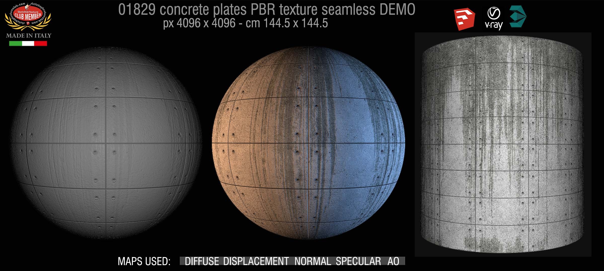 01829  Tadao Ando concrete plates PBR texture seamless DEMO