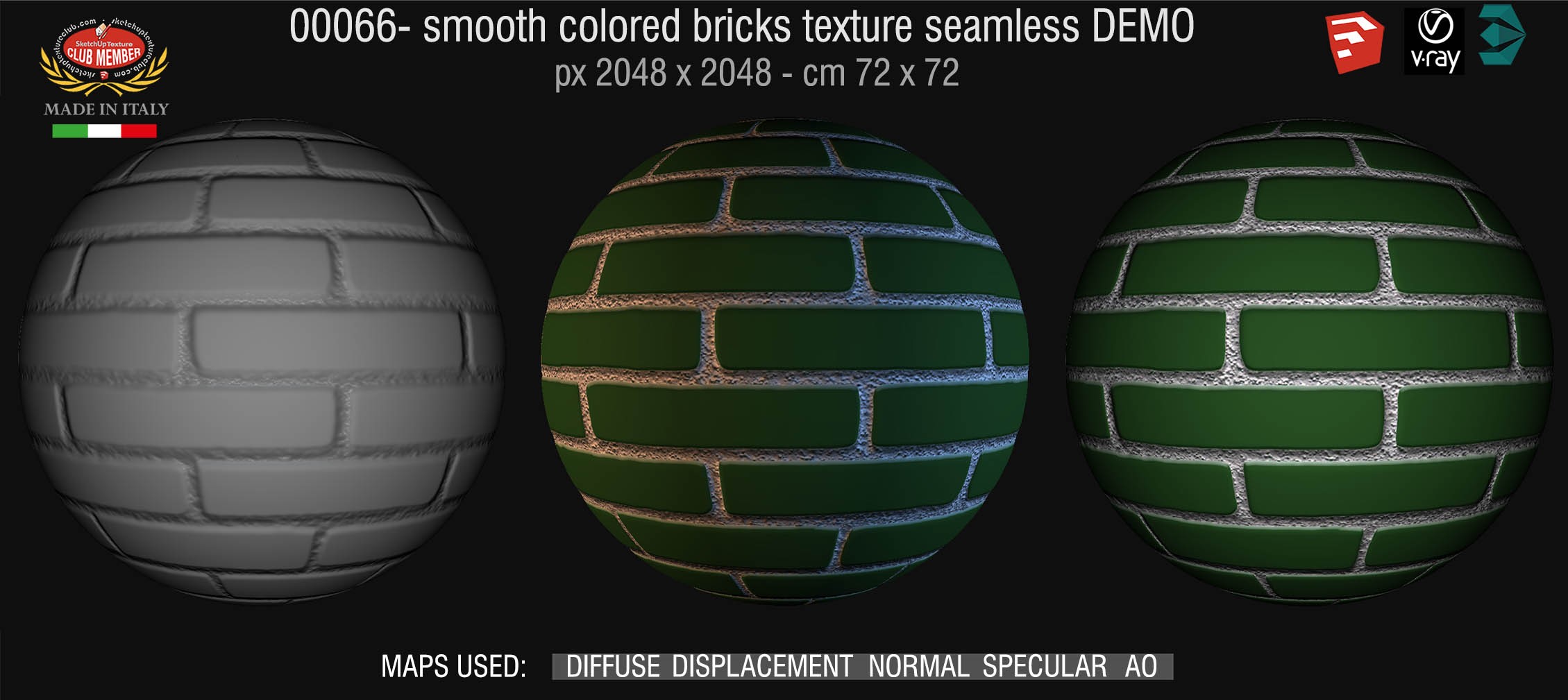 00066 smooth colored bricks texture seamless + maps DEMO