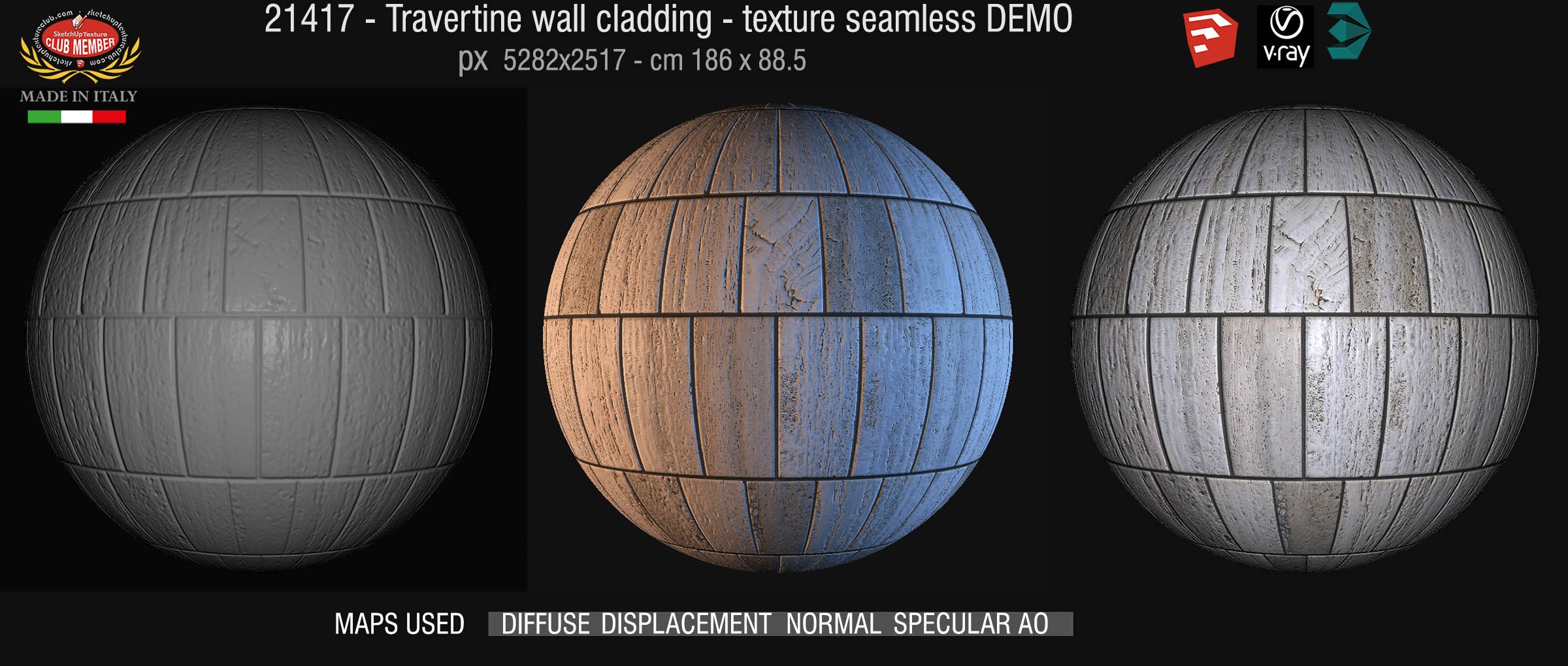 21417 travertine wall cladding texture seamless  + maps DEMO