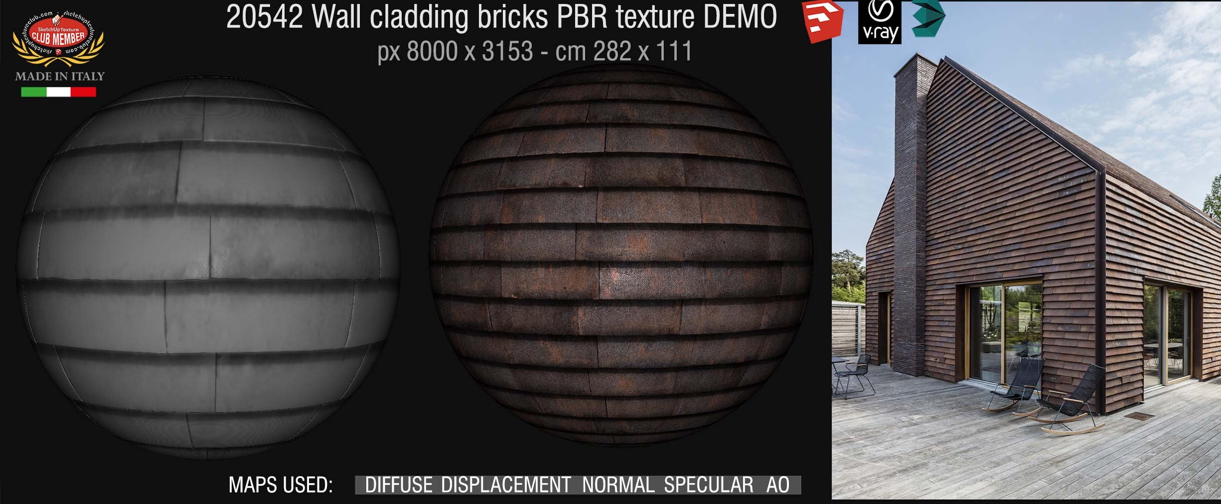 21452 Wall cladding bricks PBR texture seamless DEMO