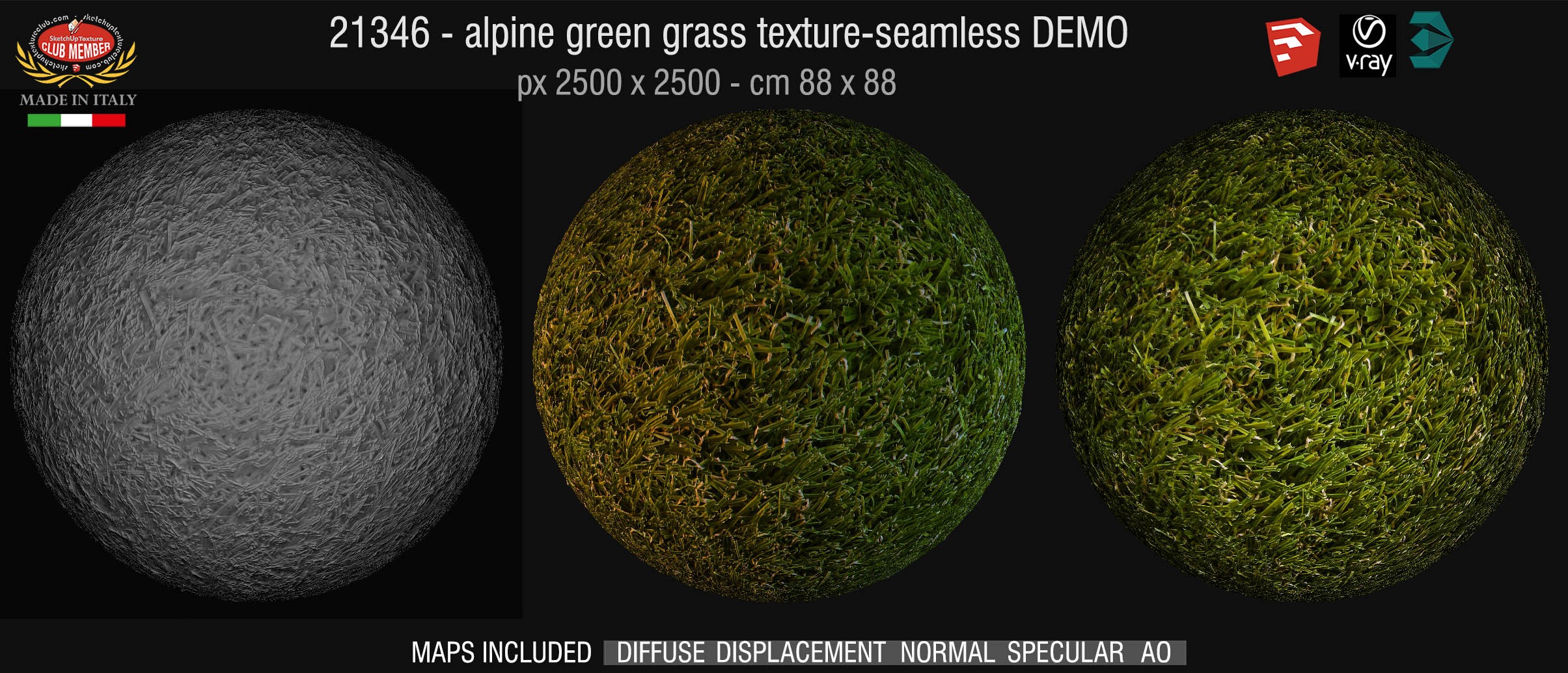 21346 HR alpine green grass texture + maps DEMO