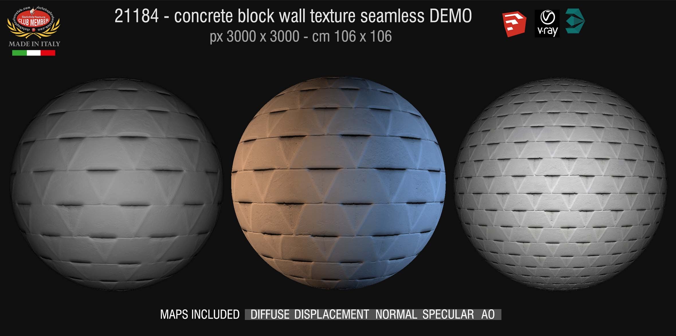 21184 Concrete block wall texture + maps DEMO