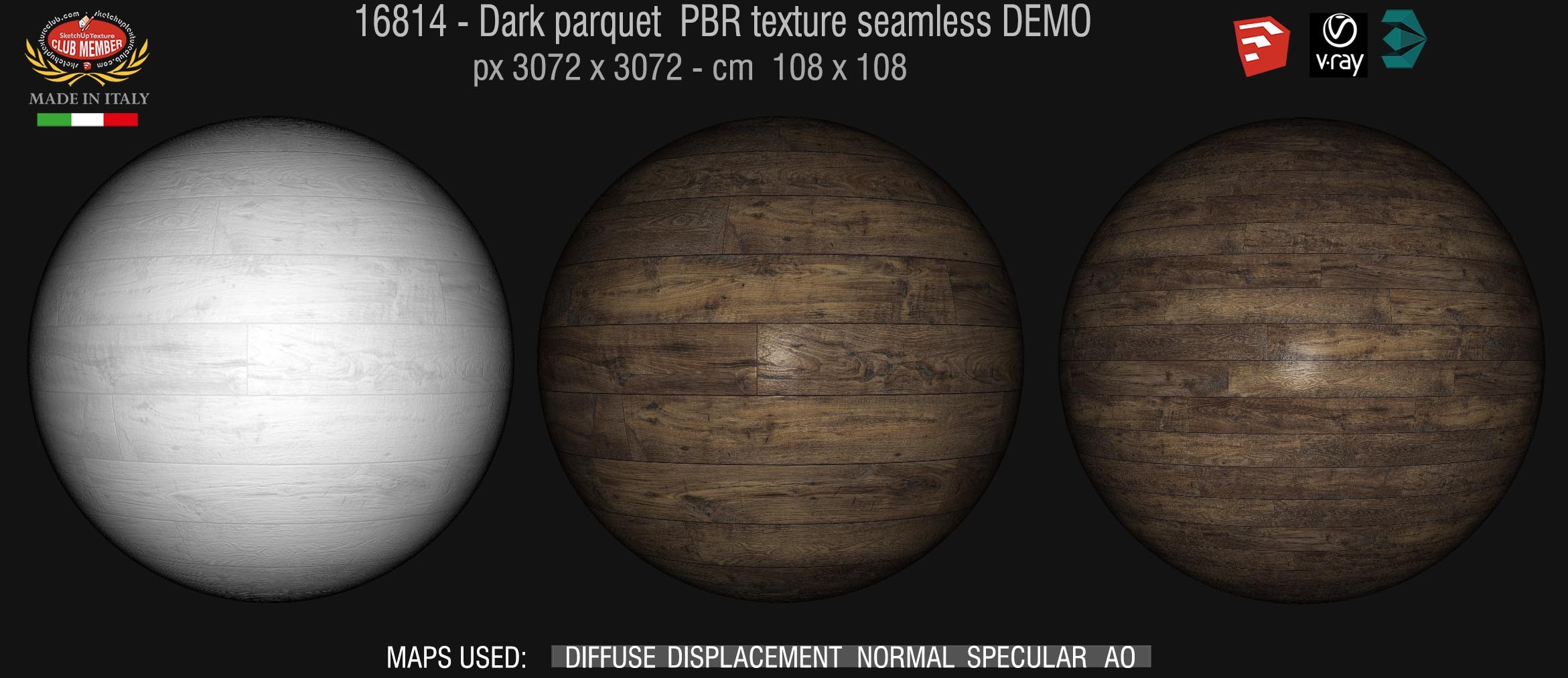 16914 Dark parquet PBR texture seamless DEMO