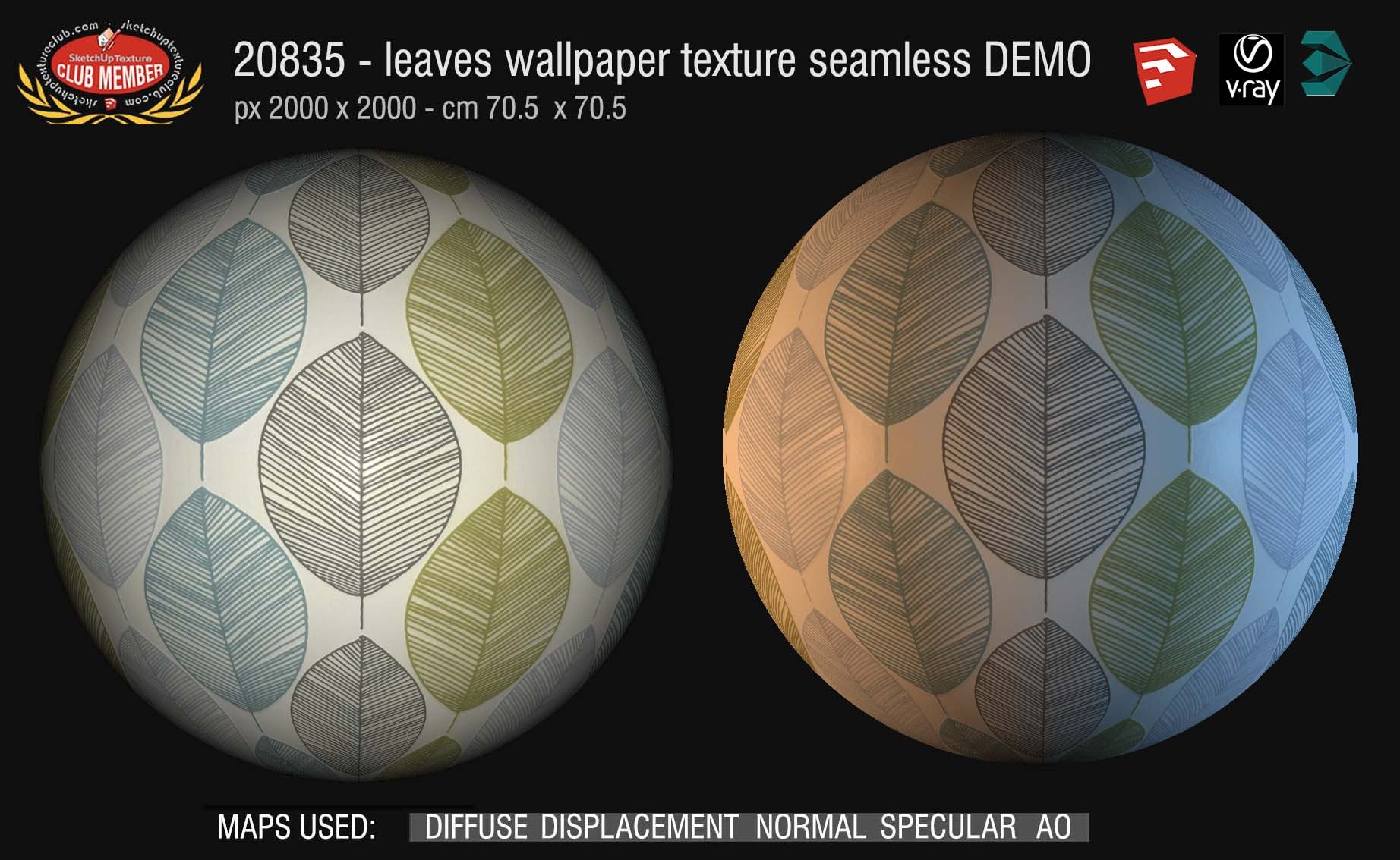 20835 Leaves wallpaper PBR texture seamless DEMO