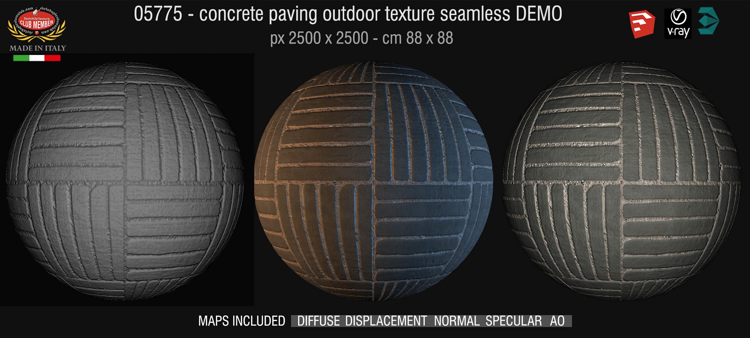 05775 HR Paving outdoor concrete regular block texture + maps DEMO