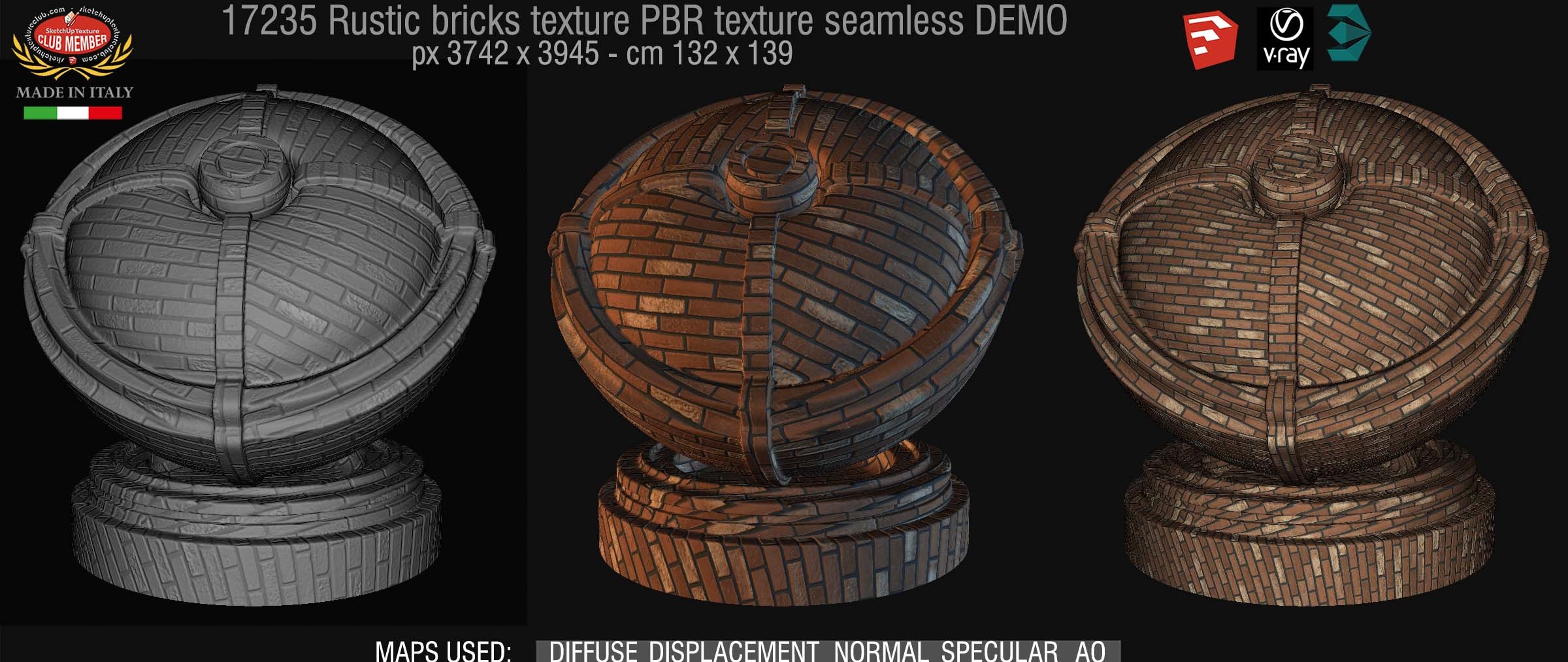 17235 Rustic bricks PBR texture seamless DEMO