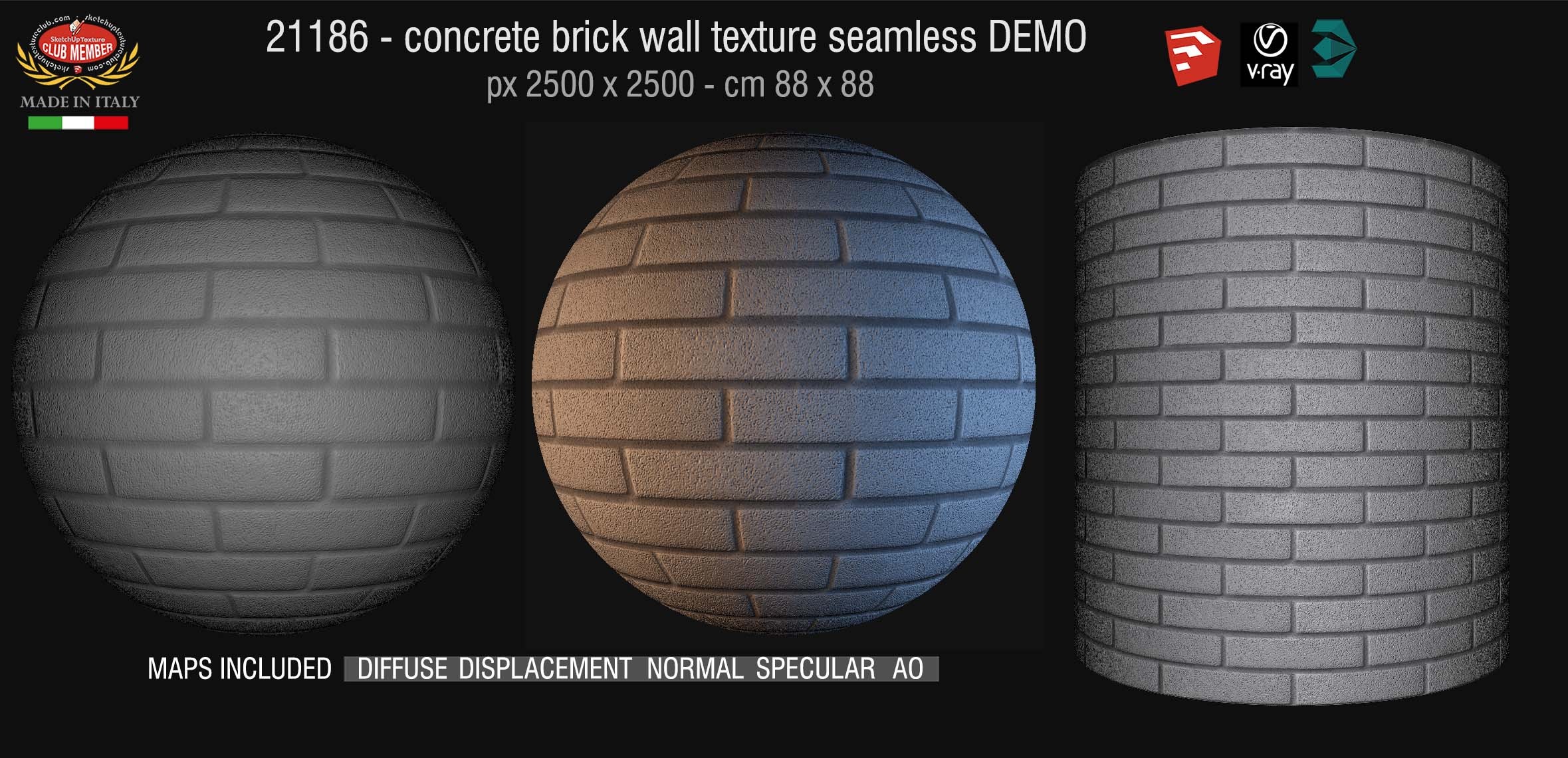 21186 - Concrete brick wall texture + maps DEMO