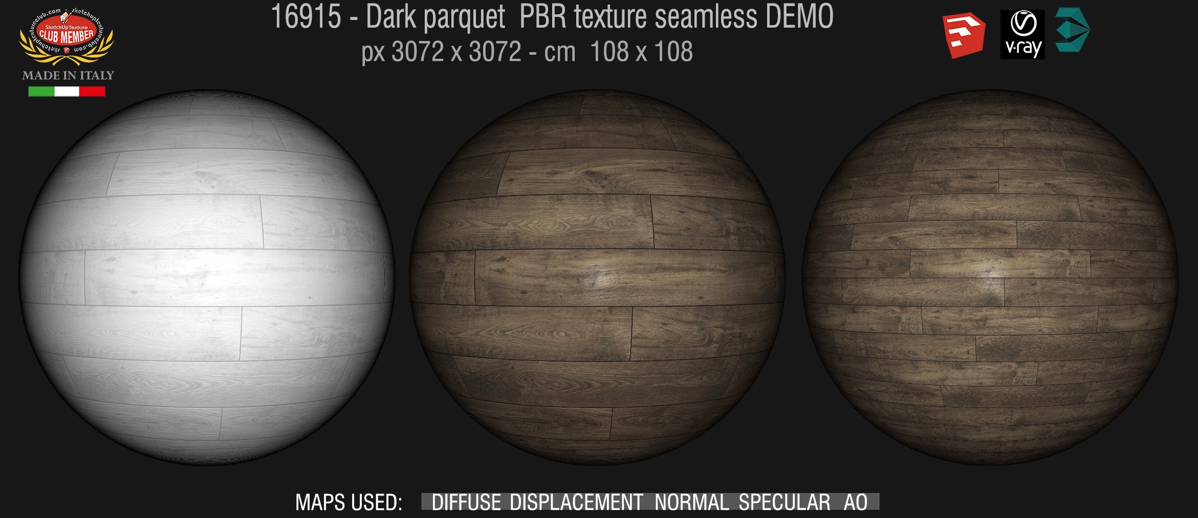 16915 Dark parquet PBR texture seamless DEMO