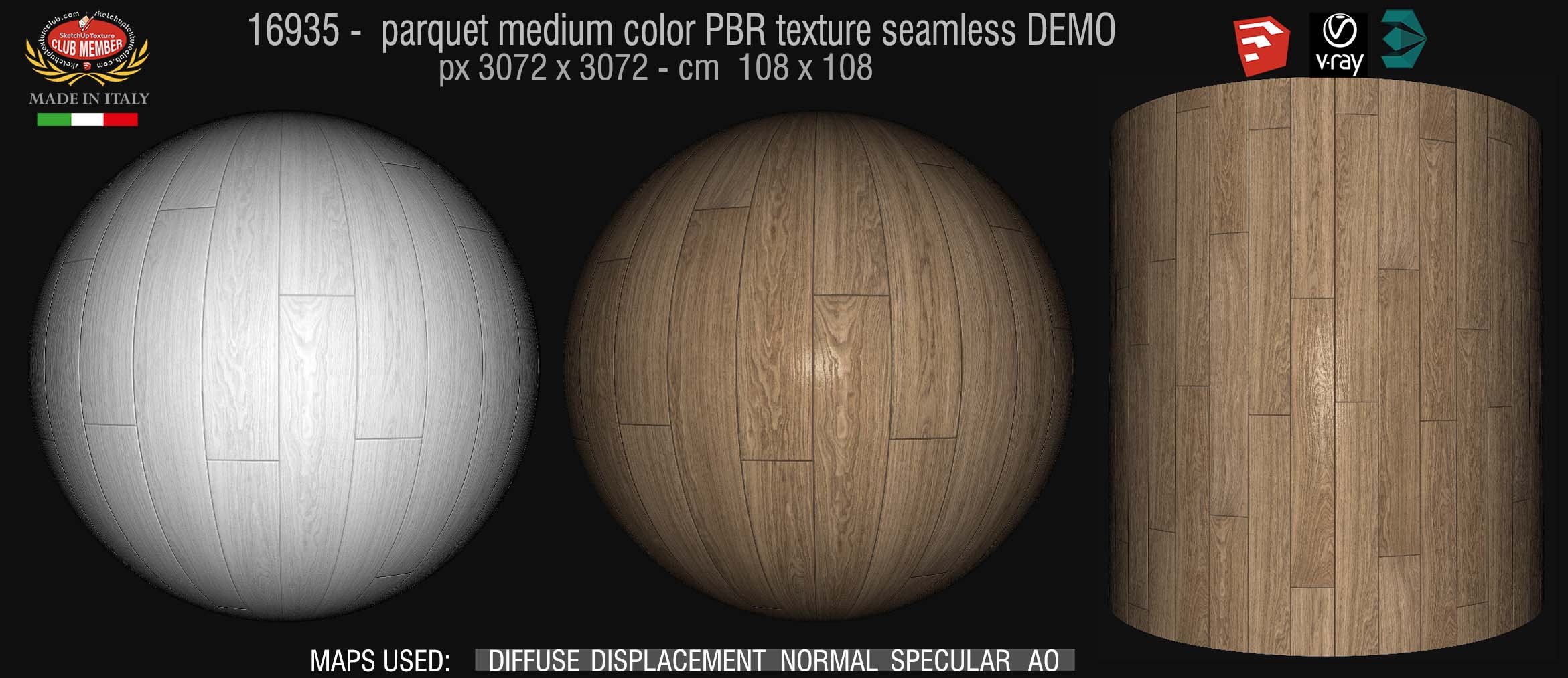 16935 parquet medium color PBR texture seamless DEMO