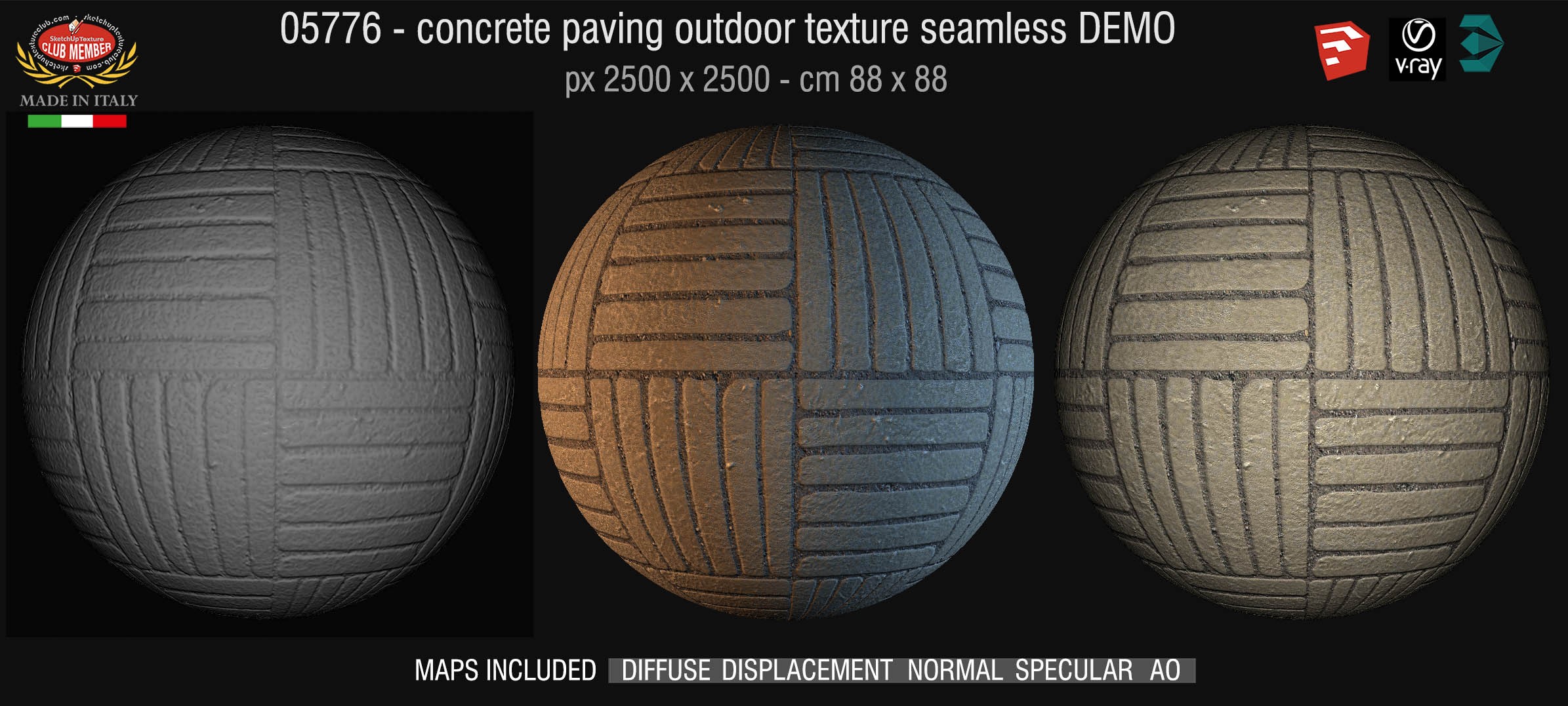 05776 HR Paving outdoor concrete regular block texture + maps DEMO