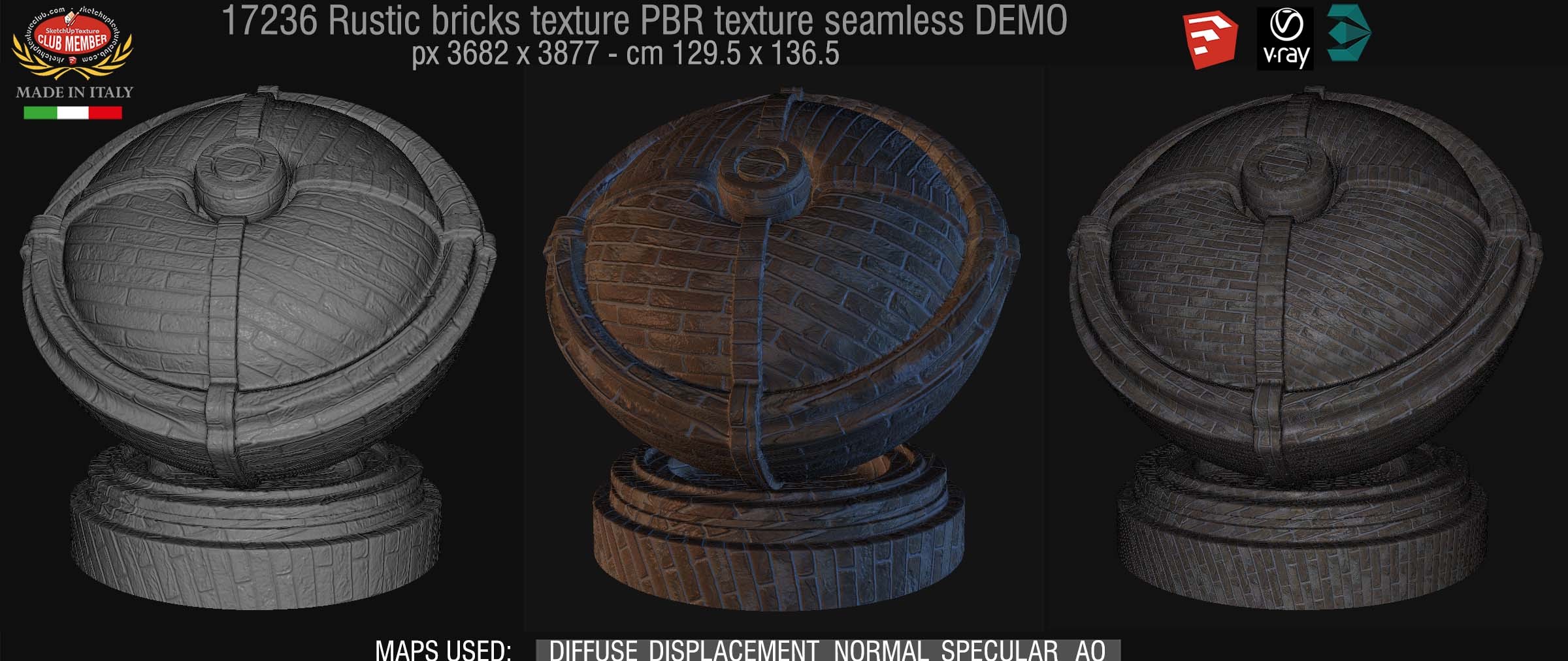 17236 Rustic bricks PBR texture seamless DEMO