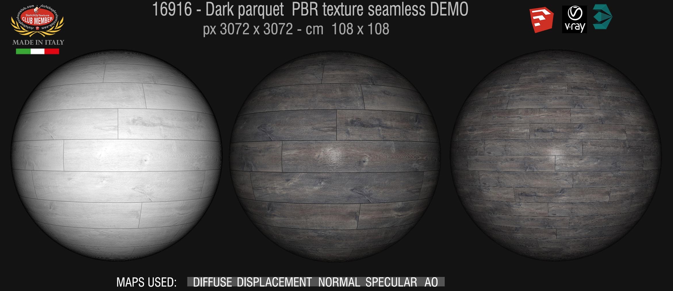 16916 Dark parquet PBR texture seamless DEMO