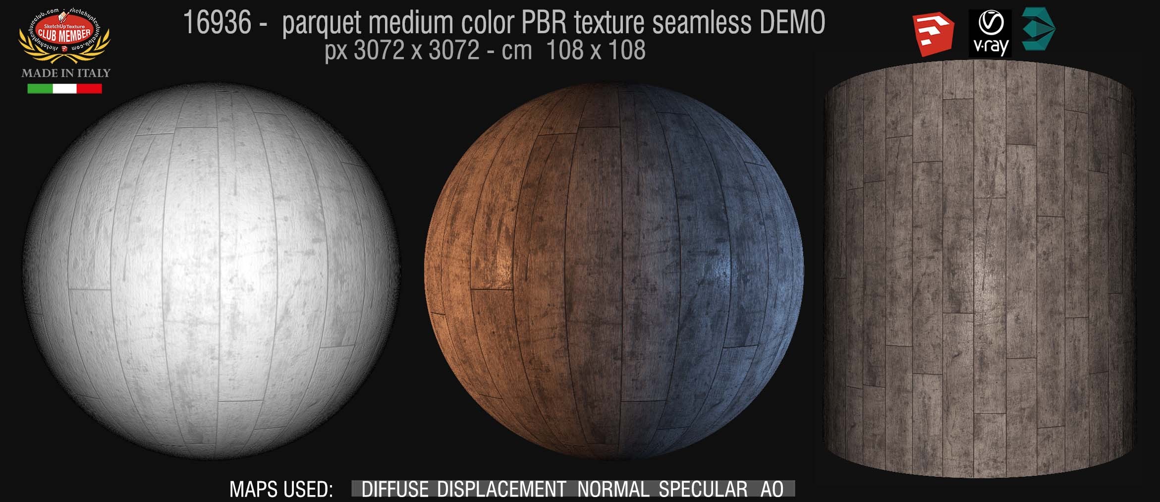 16936 parquet medium color PBR texture seamless DEMO