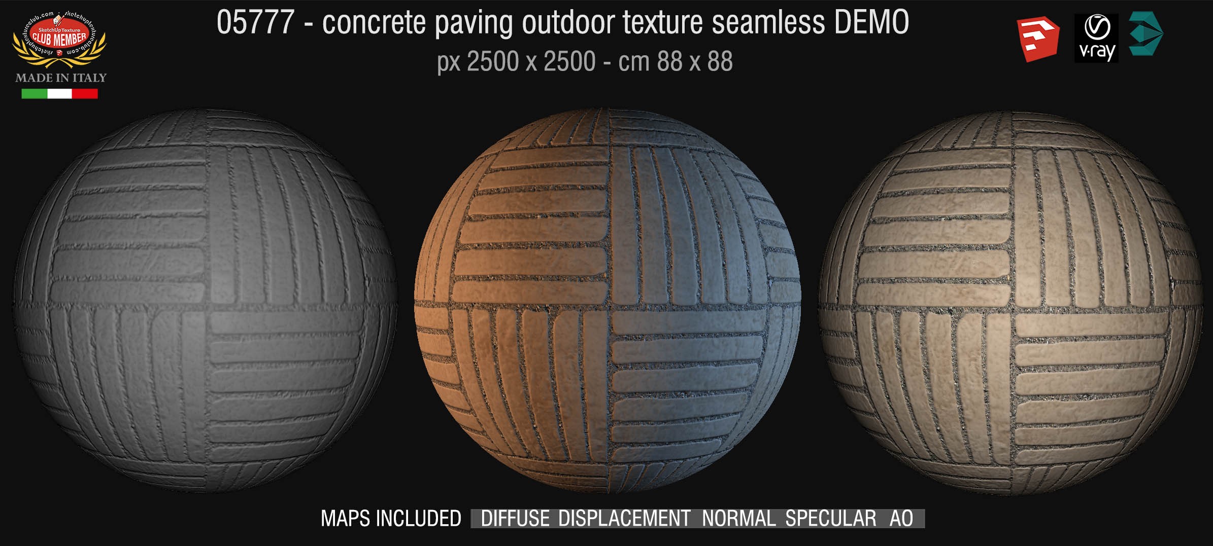 05777 HR Paving outdoor concrete regular block texture + maps DEMO