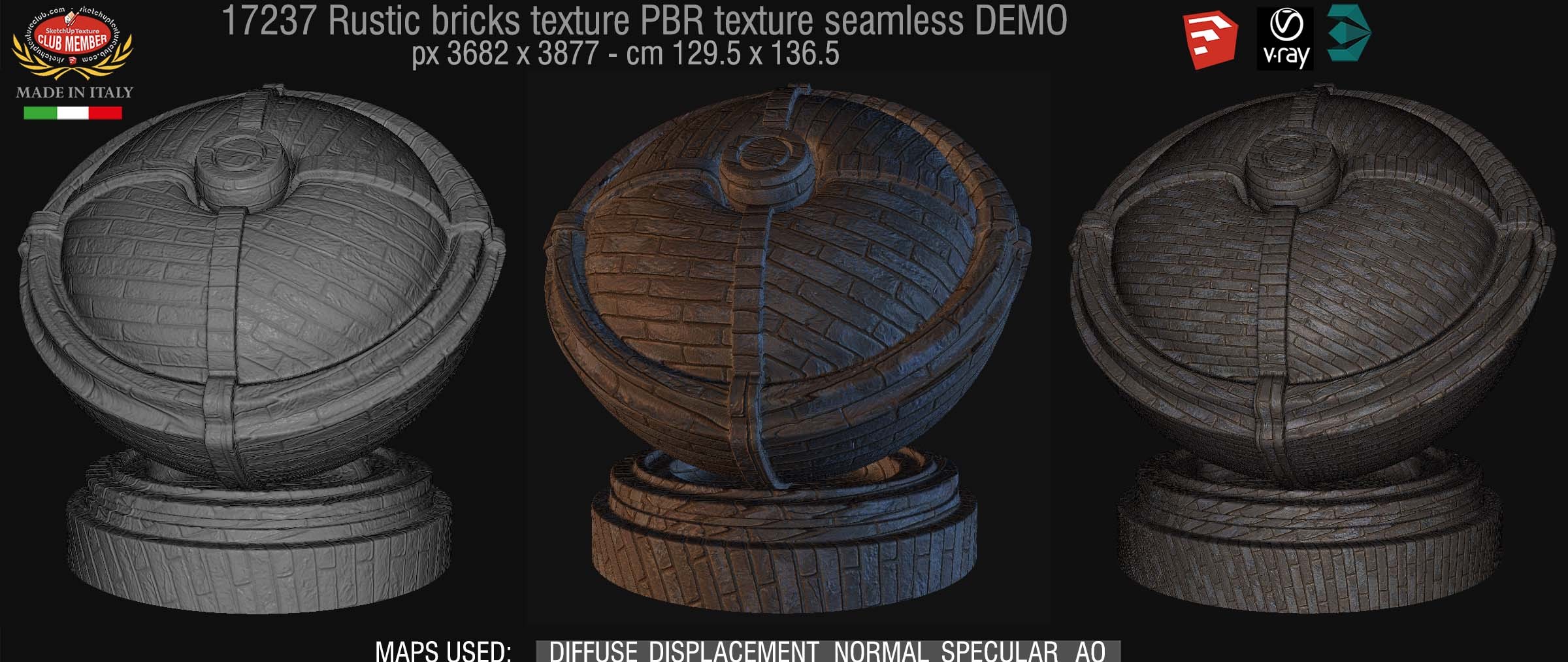 17237 Rustic bricks PBR texture seamless DEMO