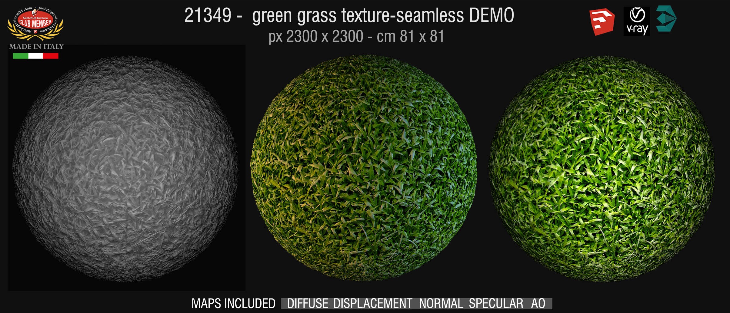 21349 HR Green grass texture seamless + maps DEMO