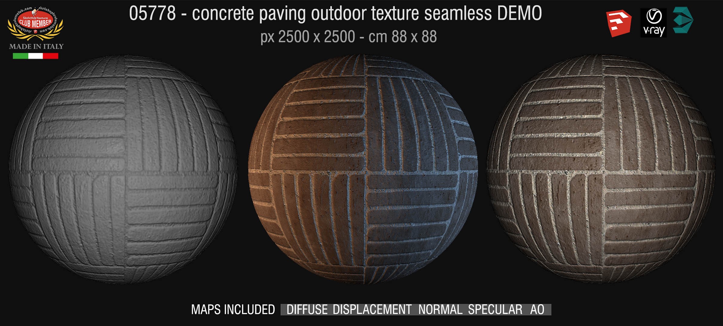 05778 HR Paving outdoor concrete regular block texture + maps DEMO