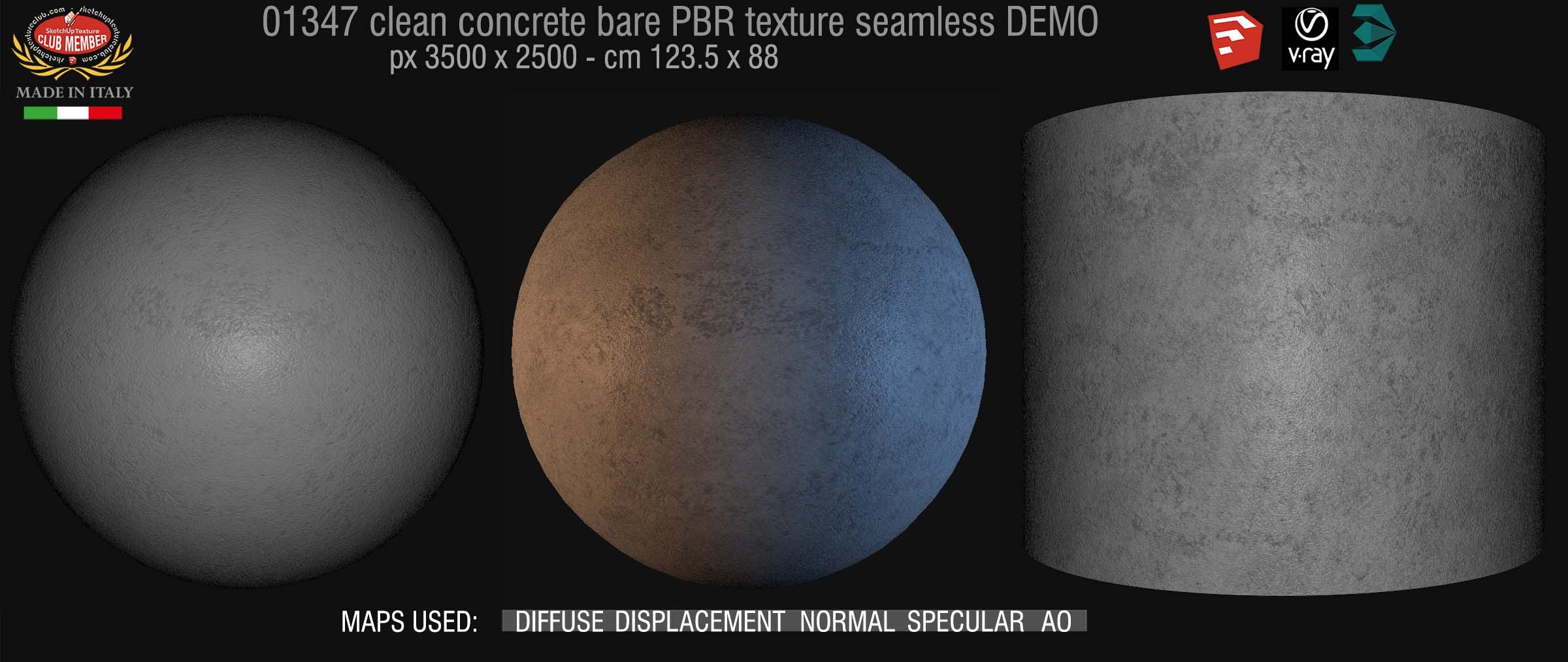 01347 Concrete bare clean PBR texture seamless DEMO