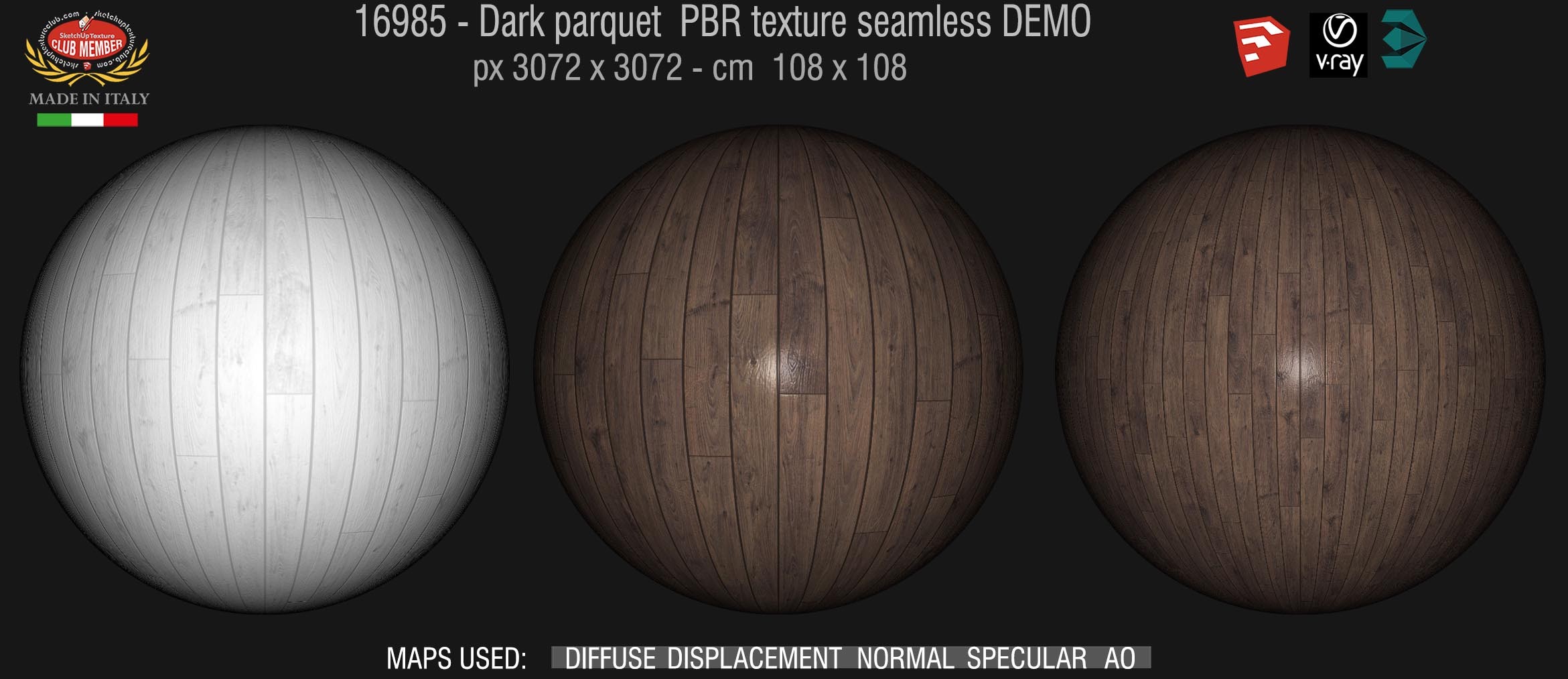 16985 Dark parquet PBR texture seamless DEMO