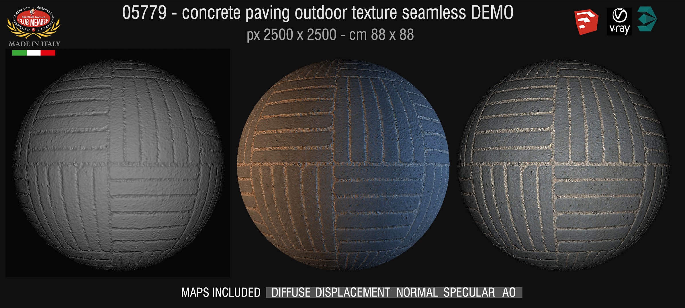 05779 HR Paving outdoor concrete regular block texture + maps DEMO