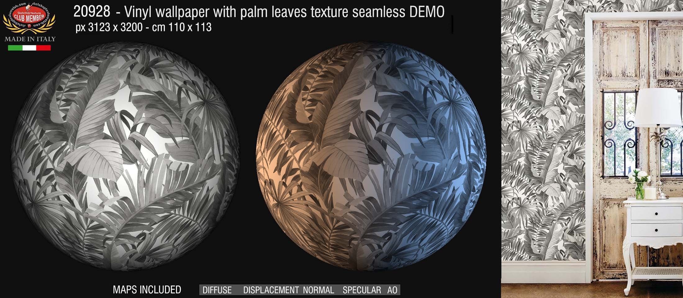 20925 Vinyl wallpaper with palm leaves PBR texture DEMO