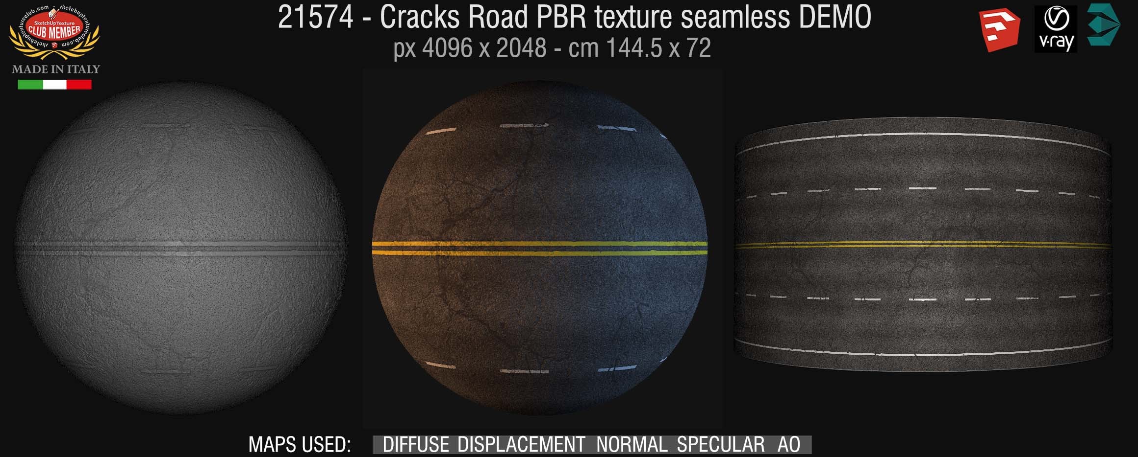 21754 Cracks road PBR texture seamless DEMO