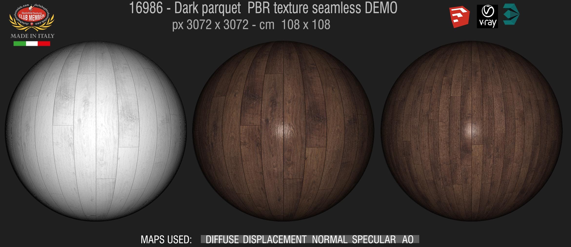 16986 Dark parquet PBR texture seamless DEMO
