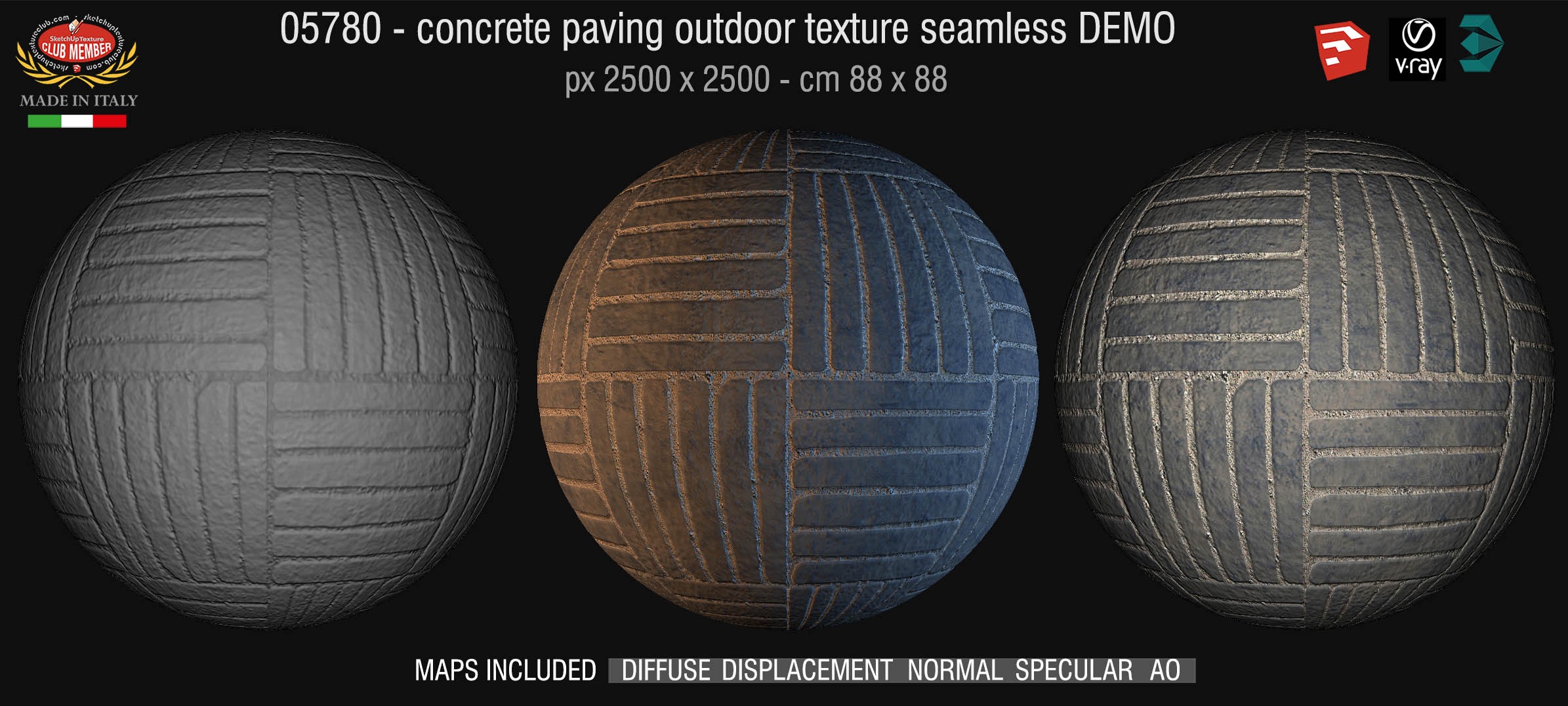 05780 HR Paving outdoor concrete regular block texture + maps DEMO