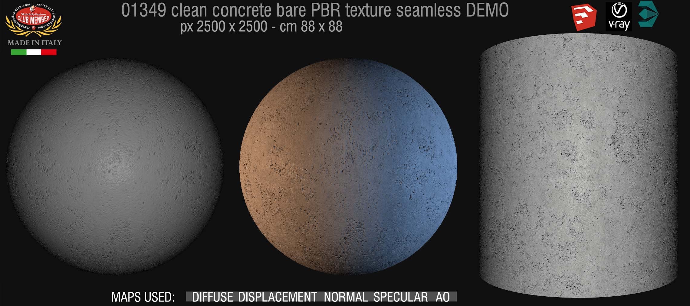 01349 concrete bare clean PBR texture seamless DEMO