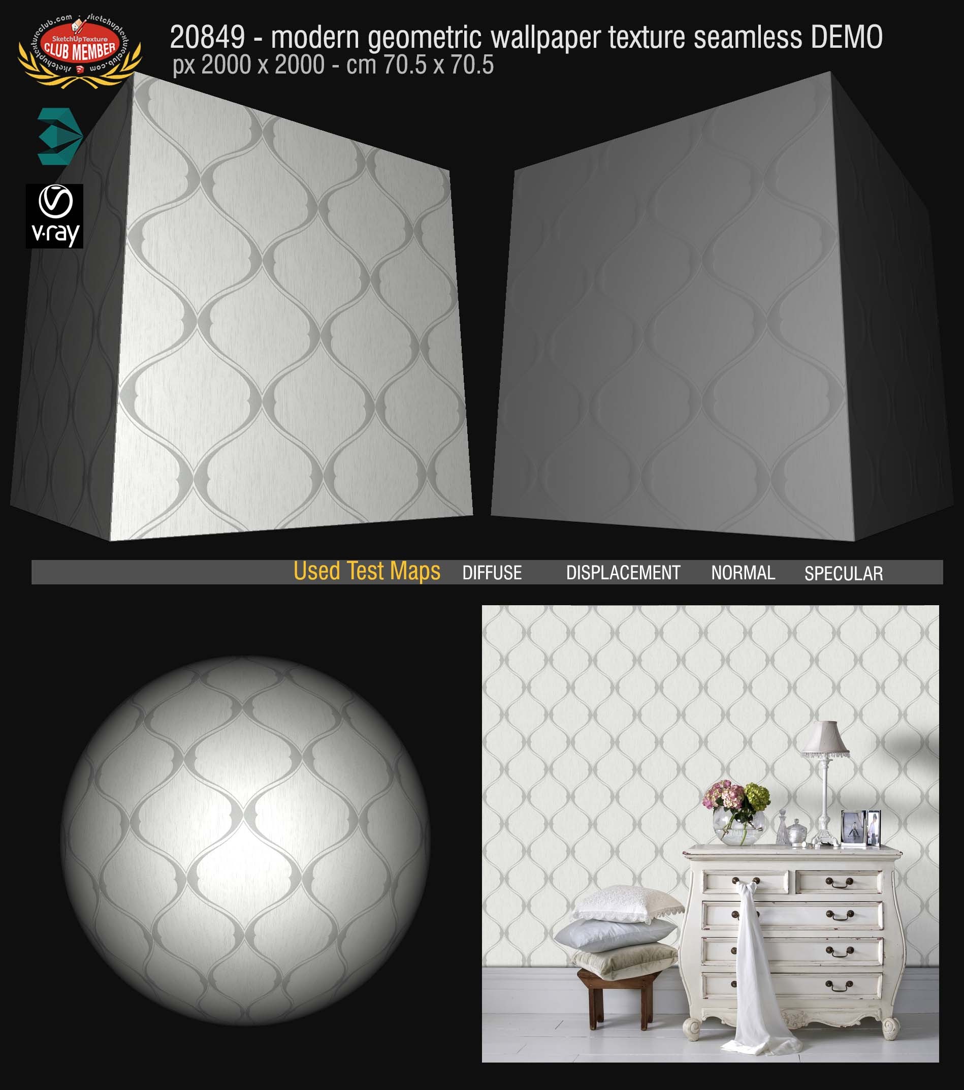 20849 Modern geometric wallpaper texture seamless and maps DEMO