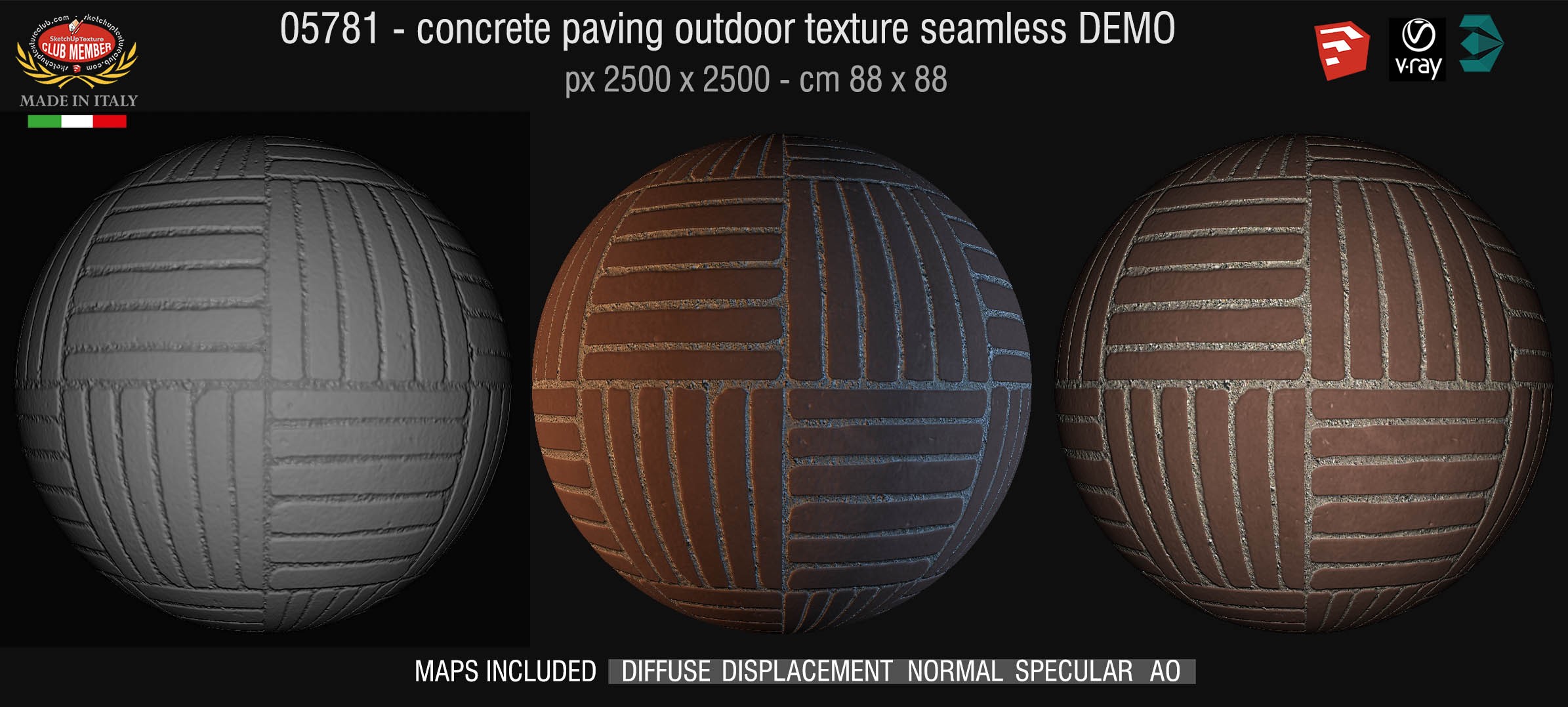 05781 HR Paving outdoor concrete regular block texture + maps DEMO