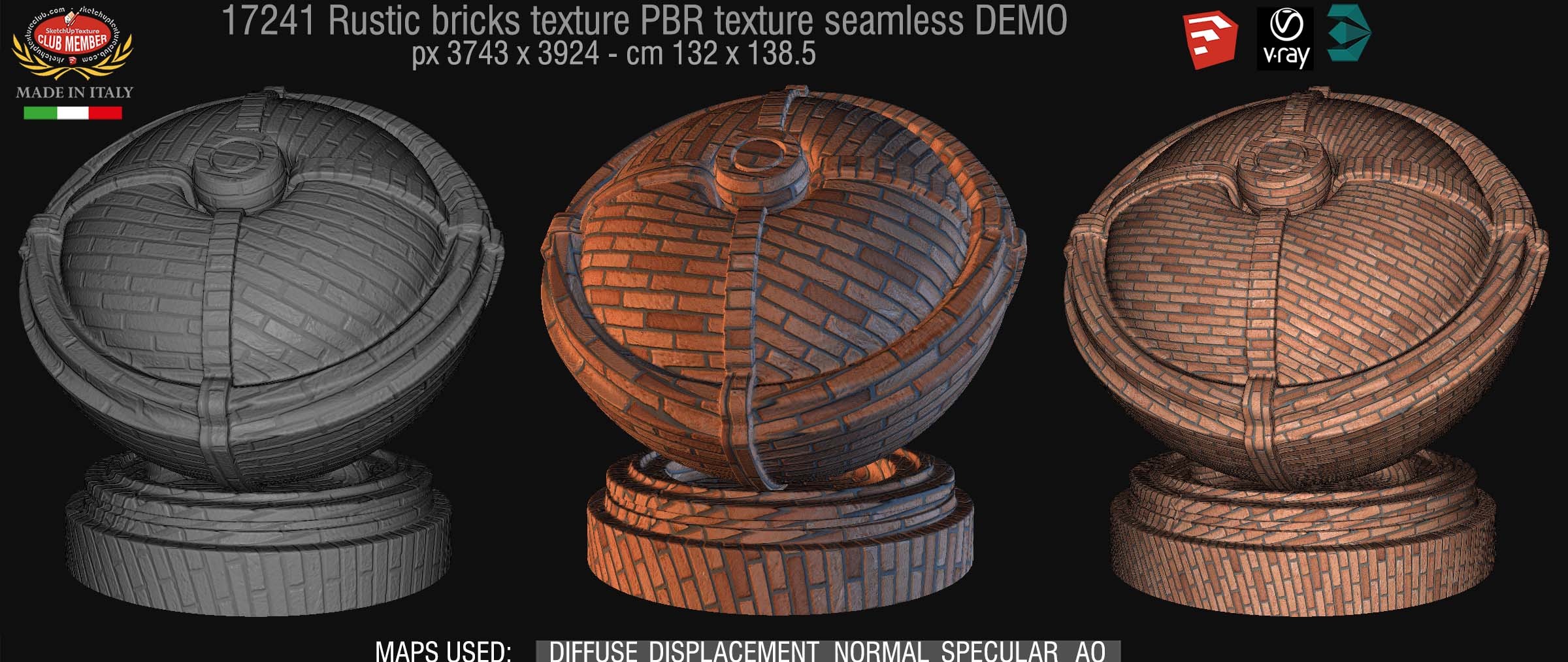 17241 Rustic bricks PBR texture seamless DEMO