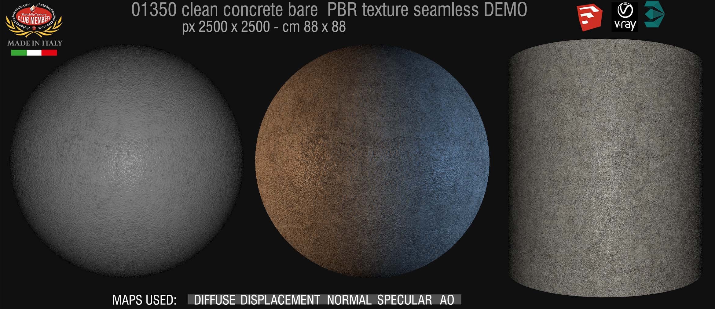 01350 Concrete bare clean PBR texture seamless DEMO