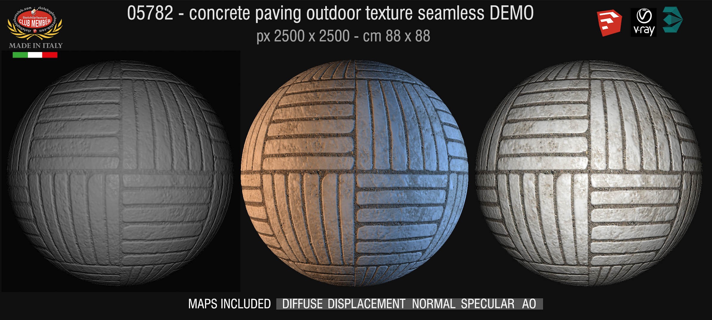 05782 HR Paving outdoor concrete regular block texture + maps DEMO