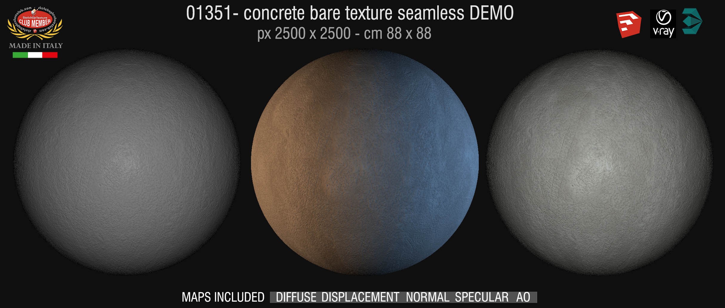 01351 HR Concrete bare clean texture seamless + maps DEMO