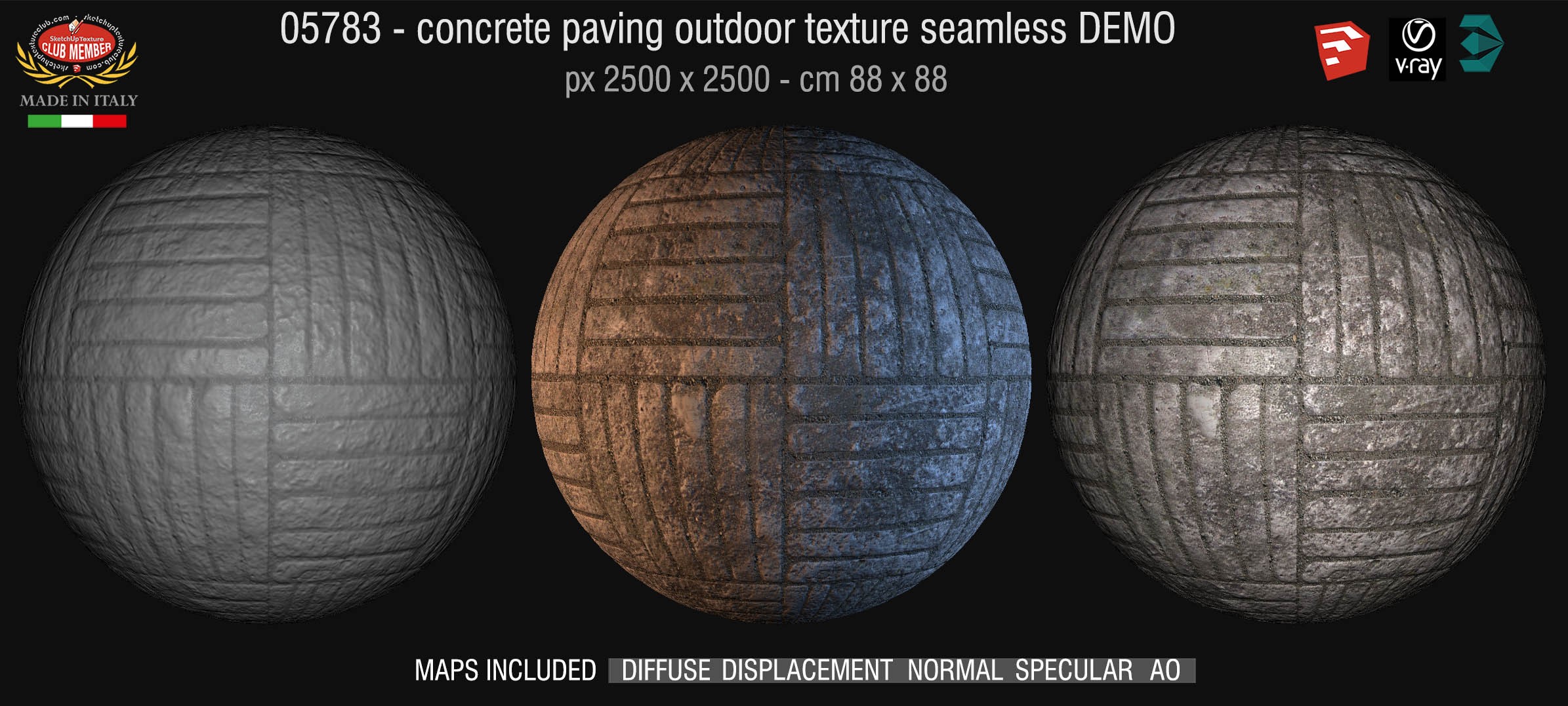 05783 HR Paving outdoor concrete regular block texture + maps DEMO