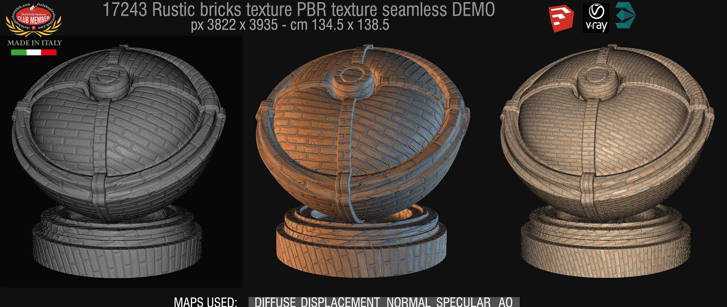 17243 Rustic bricks PBR texture seamless DEMO