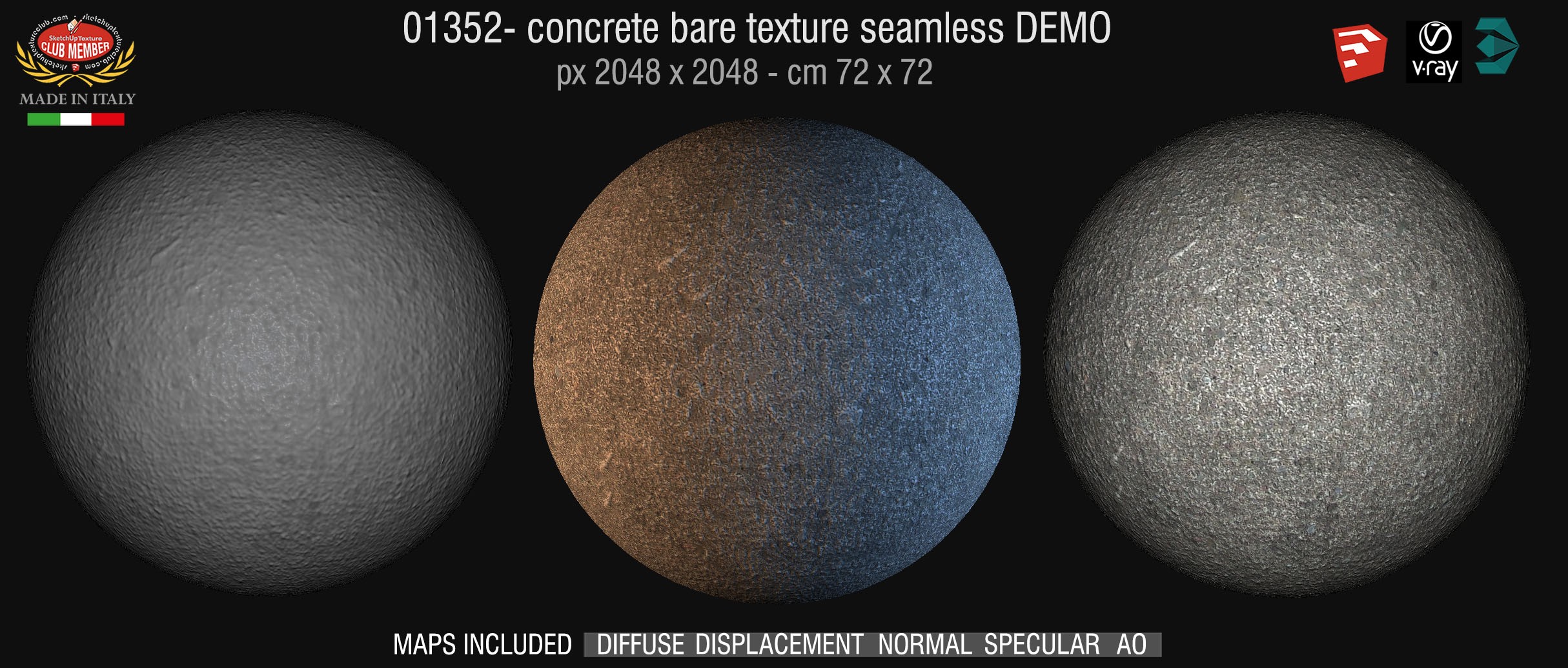 01352 HR Concrete bare clean texture seamless + maps DEMO