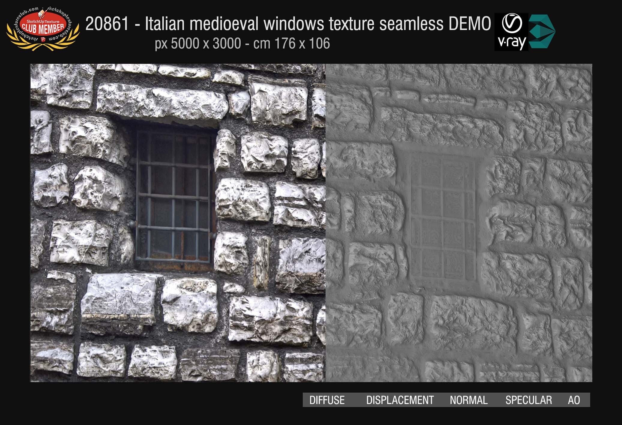 20861 Medieval windows texture seamless + maps DEMO