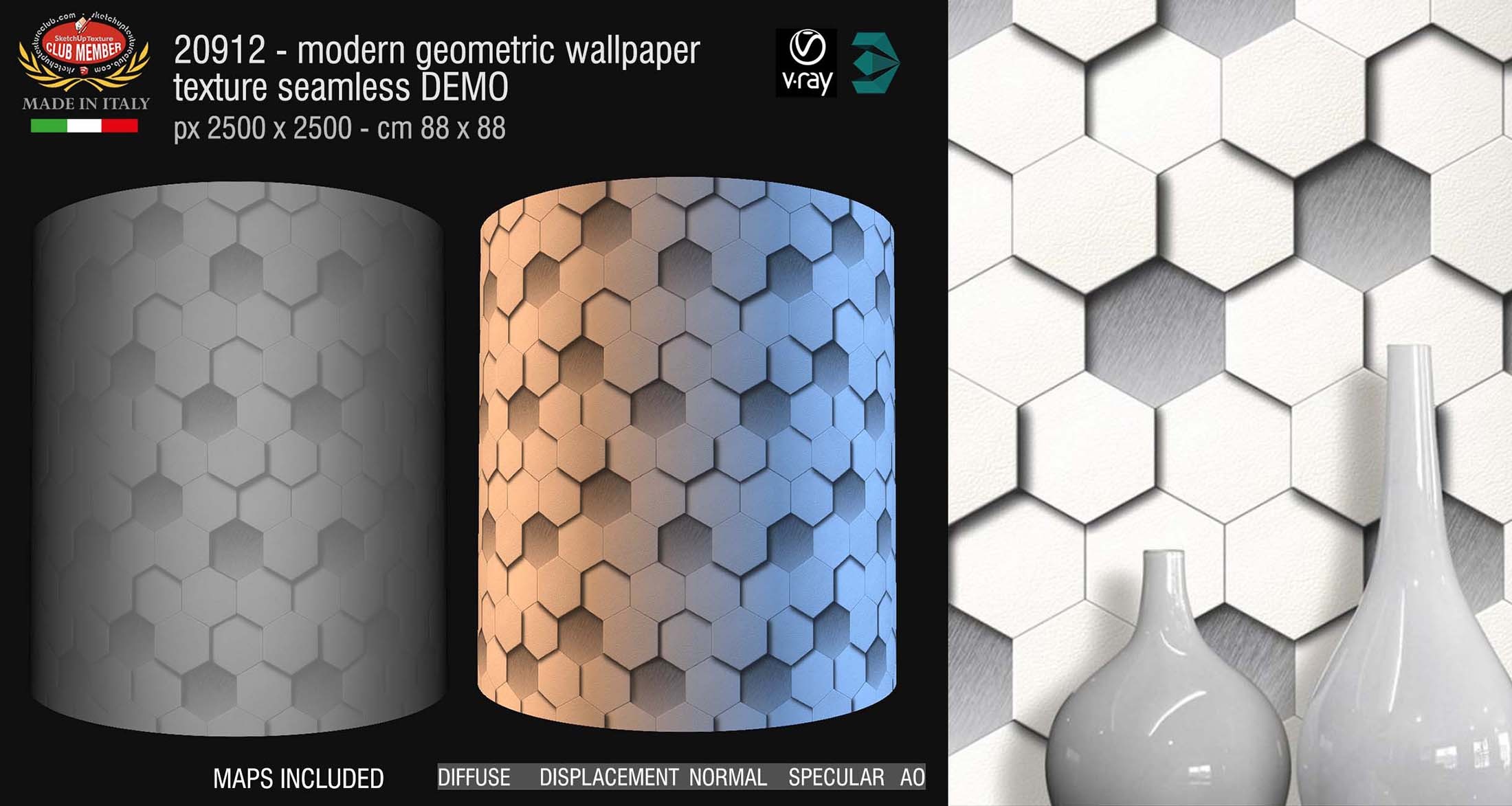 CLICK TO ENLARGE - 20912  Modern geometric wallpaper texture + maps DEMO