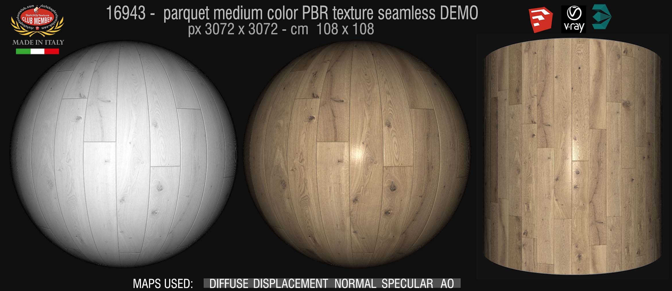 16943 parquet medium color PBR texture seamless DEMO