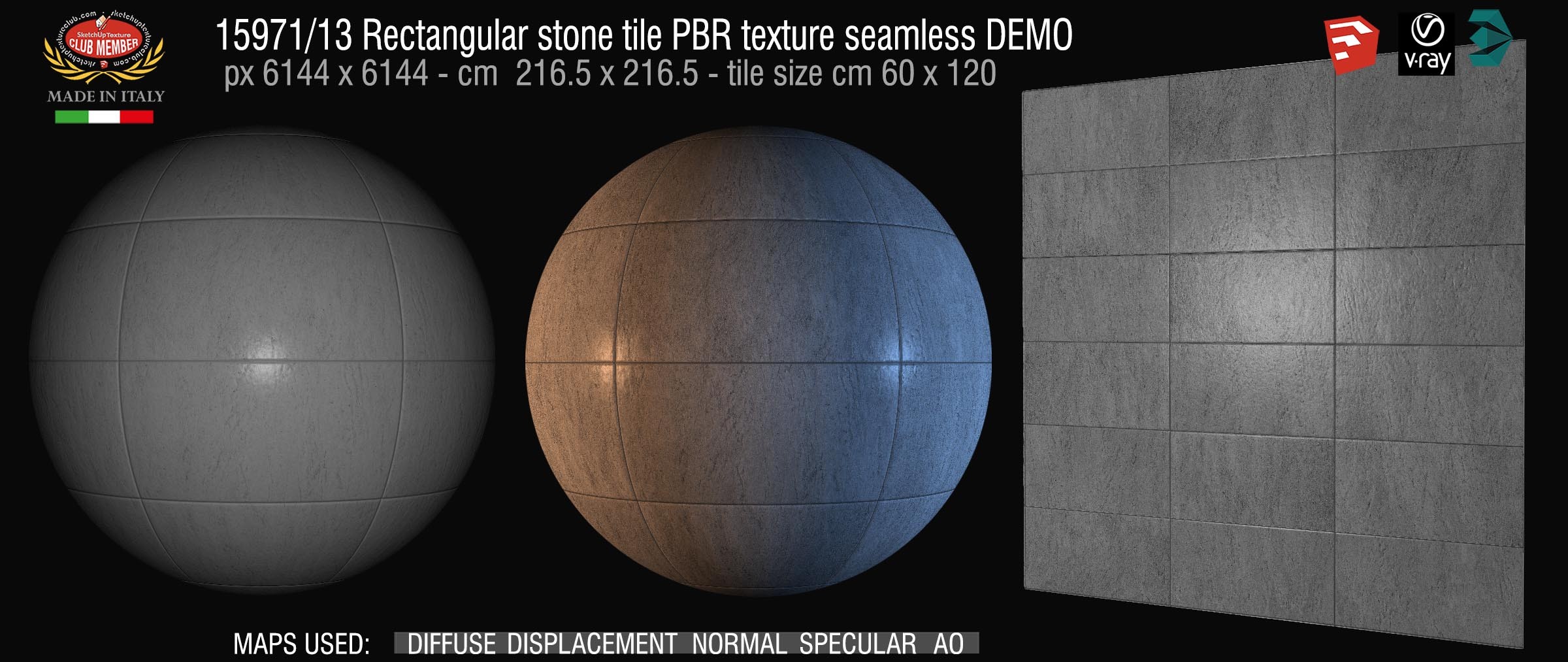15971_13 Rectangular stone tile PBR texture seamless DEMO