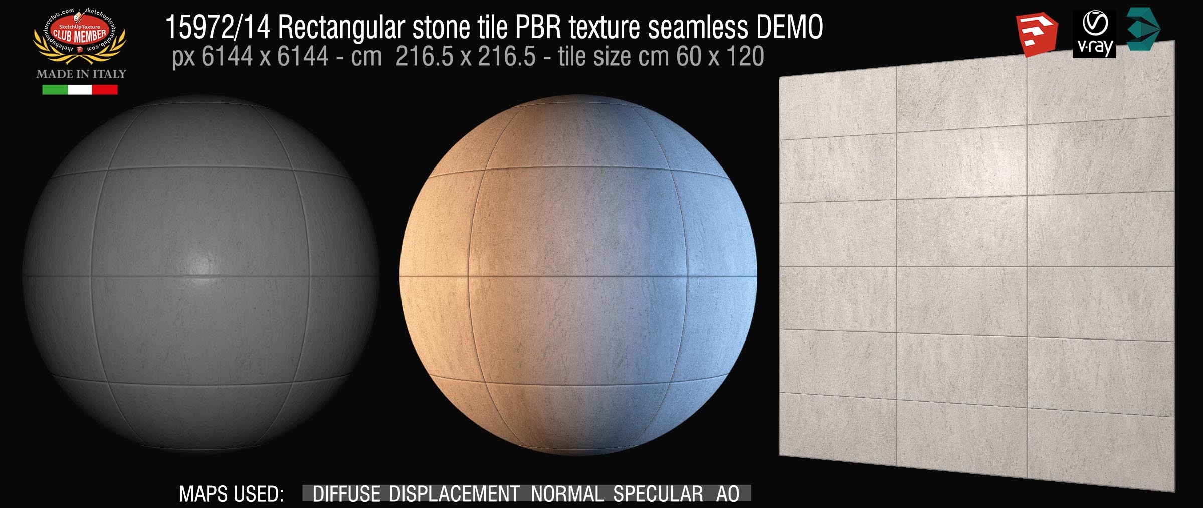 15972_14 Rectangular stone tile PBR texture seamless DEMO