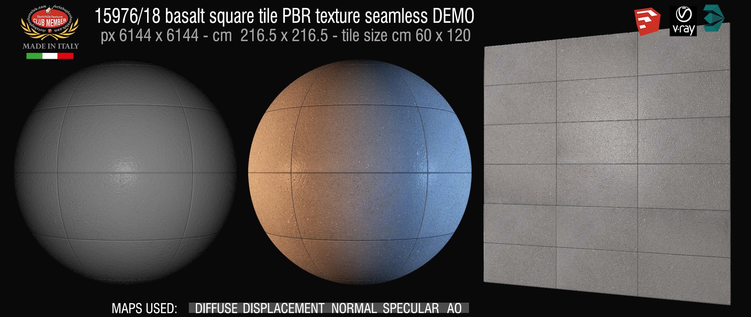 15976_18 basalt square tile PBR texture seamless DEMO