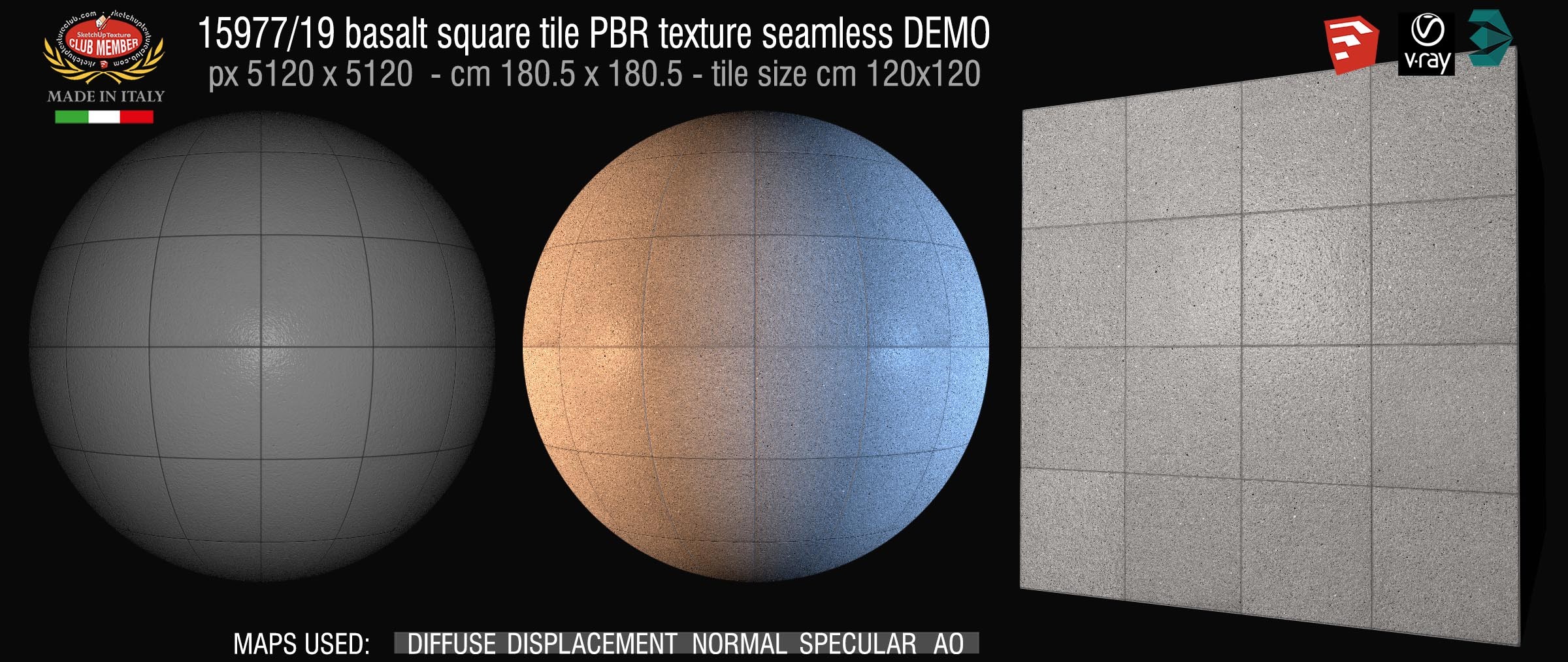 15977_19 basalt square tile PBR texture seamless DEMO