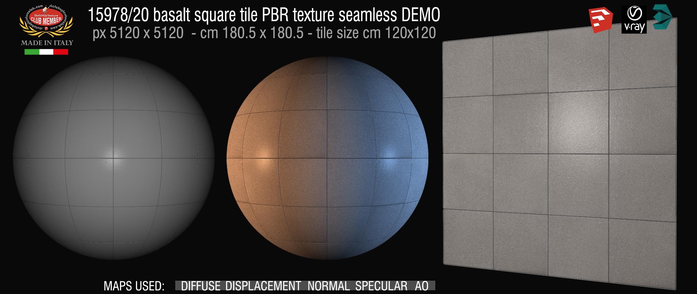 15978_20 basalt square tile PBR texture seamless DEMO
