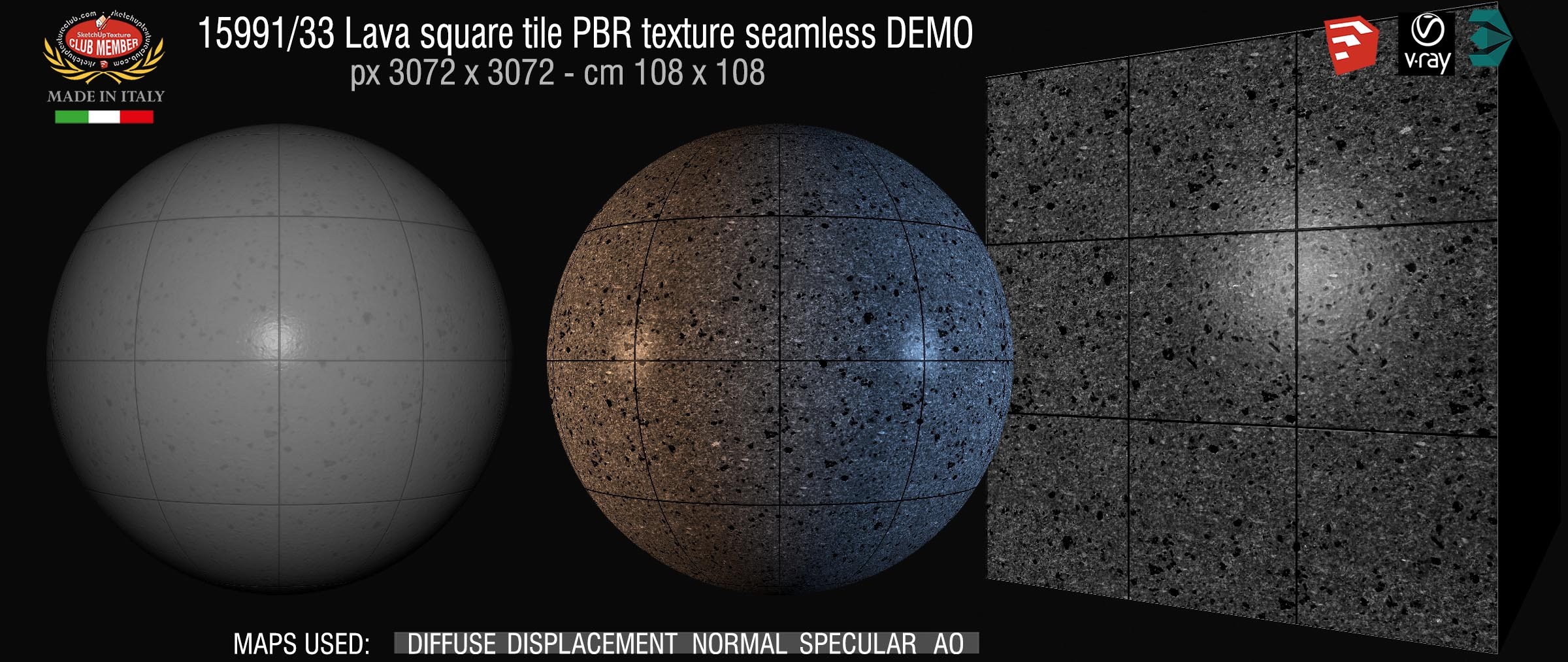 15991_33 Lava square tile PBR texture seamless DEMO